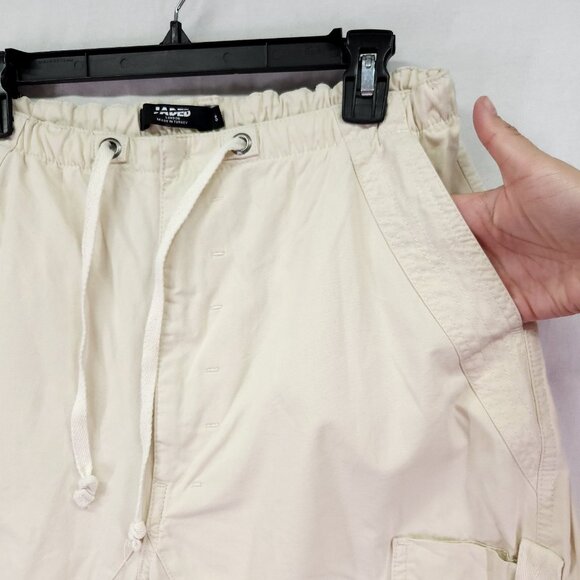 Jaded London Ecru Parachute Cargo Pants Size Small Baggie 30" Elastic Waist - Picture 15 of 16